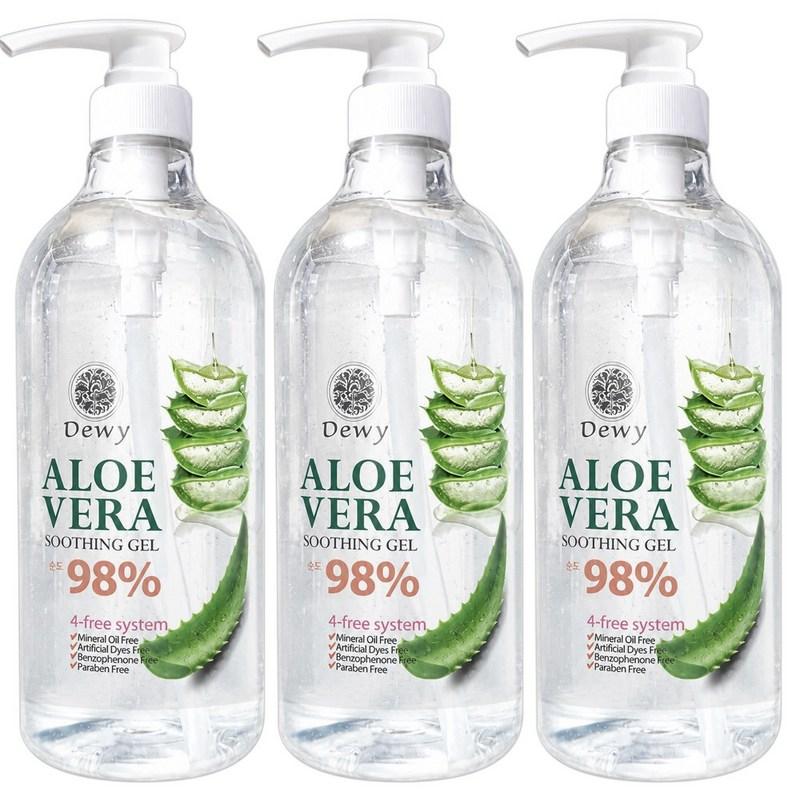 Dewy Aloe Vera 98 Soothing Gel 1L 3 pcs Aloe Gel Moisture Soothing Hydrating Gel Cream