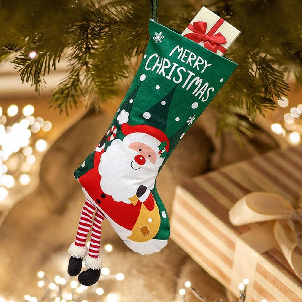 Snowman Elk Santa Claus Long Legged Socks Vibrant Color Christmas Tree Ornaments  Window Ornament