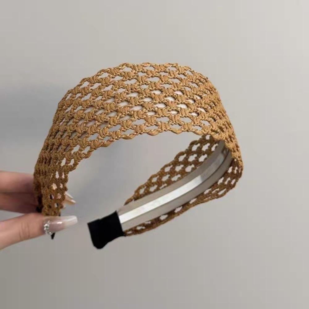 Bohemian Style Wide Woven Headband Straw Braided Headband Women Woven Hair Hoop Summer Vacation