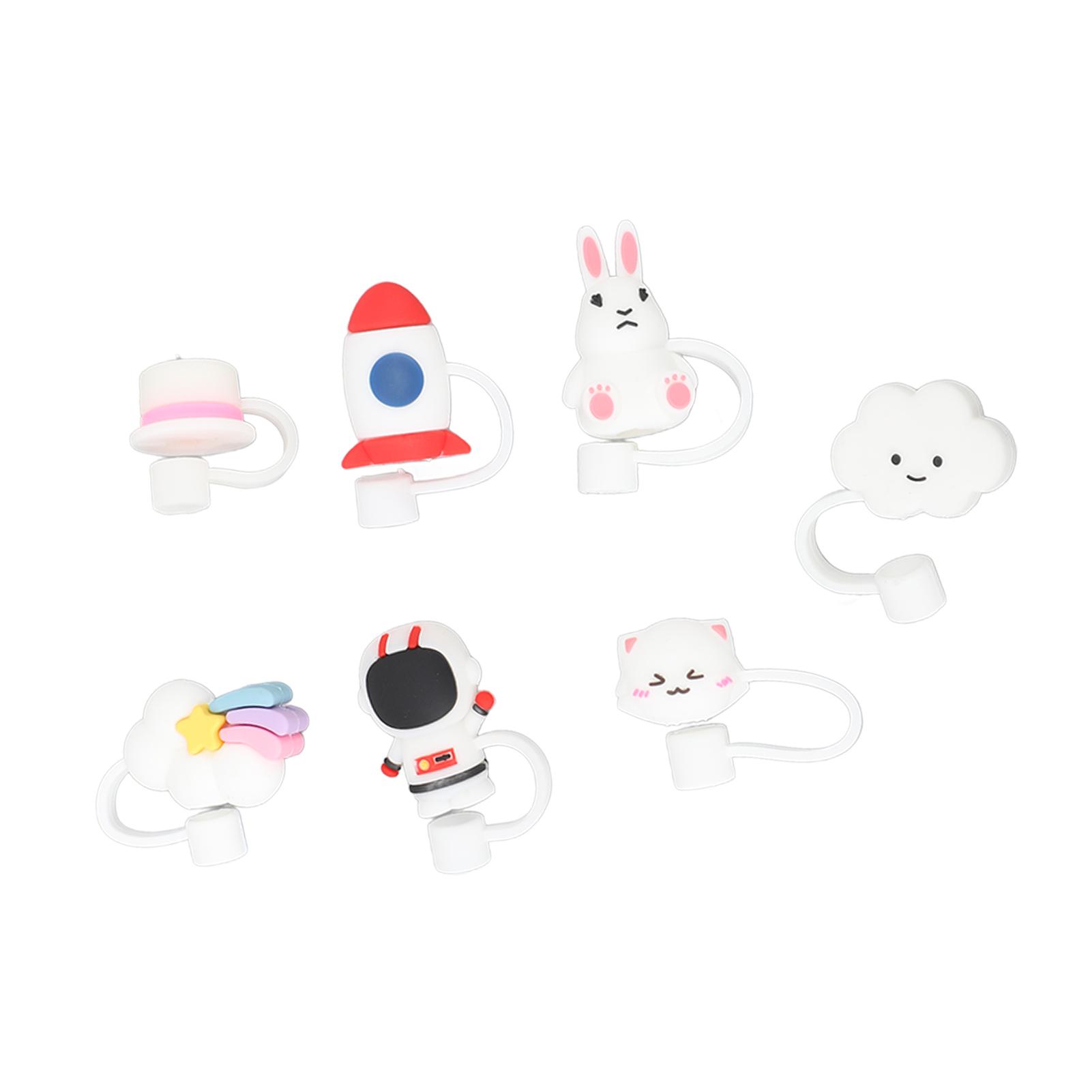 

7pcs Silicone Straw Tips Cover Reusable Drinking Straw Cover Soft Straw Plugs for 6 to 8 mm Straws