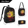Spain Watercolor Spaniard Flag Spanish Outfit Backpack BookBag School Bag Computer Shoulder Bags 3ps Lunch Bag Pencil Case
