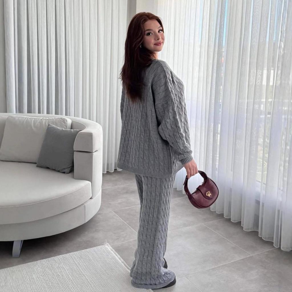 2025 Herbst Damen Strickpullover & Lange Hosen Set - Warm, Vielseitig & Lockerer Schnitt