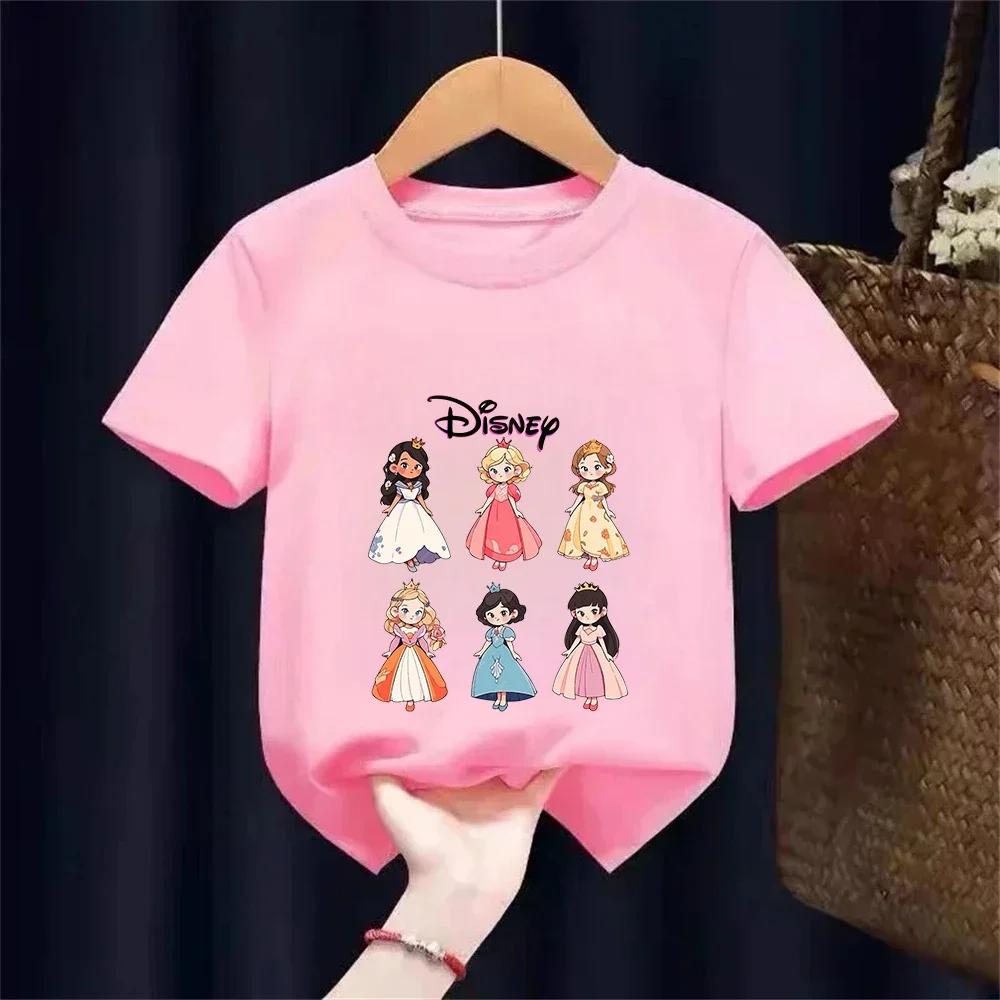 100% Cotone Principesse Disney Anime Estate Nuova Moda Multiple Cotone Bambini Cartoni Animati Magliette Girocollo Manica Corta