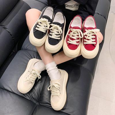 Spring Super Fire Red Canvas Shoes Women's Shoes New Natal Year Casual Board Shoes Cloth Shoes Light Sneakers
