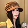 Japanese Suede Flat Top Beret Women's Autumn and Winter New Retro Face Cap Versatile Octagonal Hat