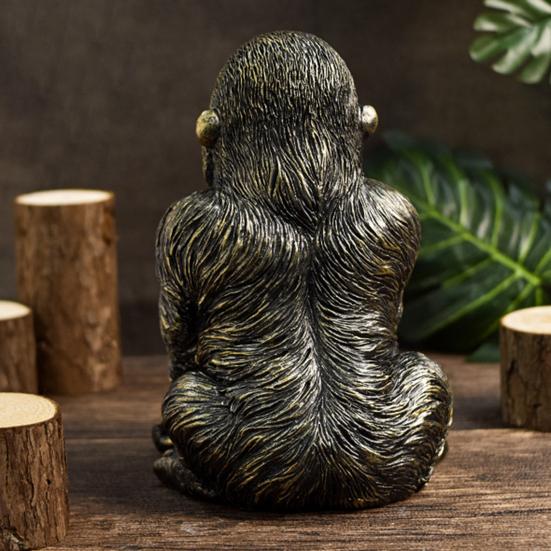 Gorilla Resin Statue, Sitting Monkey Figurine Sculpture, Industrial Home Decor for Living Room Office Desk Bookshelf, Industrial Modern Home Decor