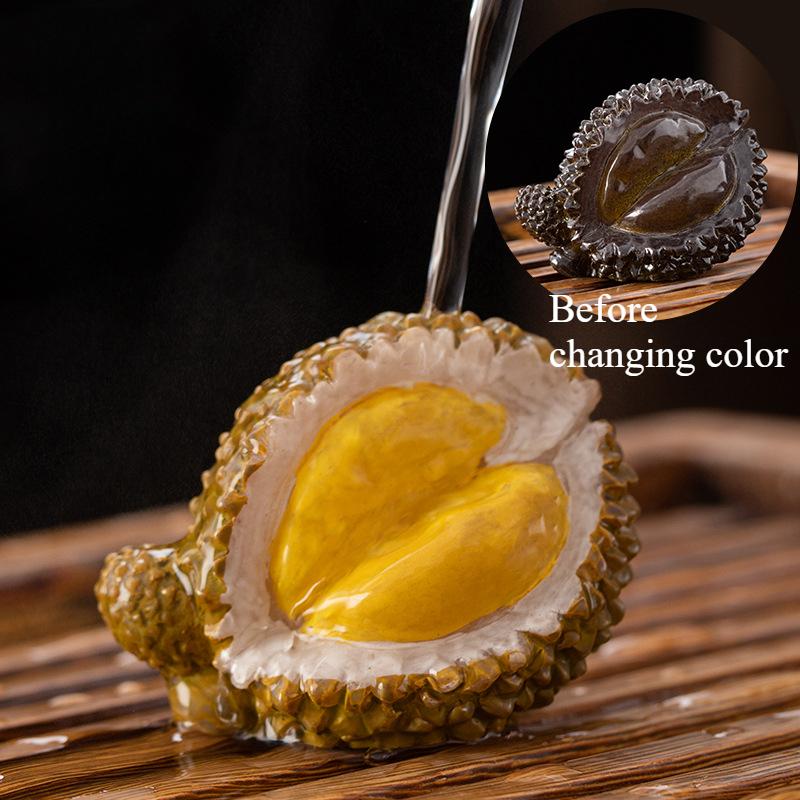 Creative Resin Color Changing Tea Pets Persimmon Ruyi Lychee Fruit Color Changing Tea Pets Home Desktop Decoration Ornaments