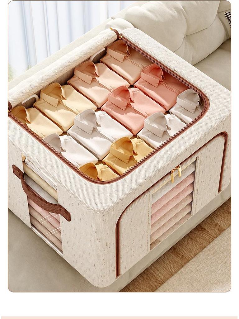 Tianshan Cotton & Linen Patchwork Extra-Large Quilt and Clothes Storage Box with Double Window