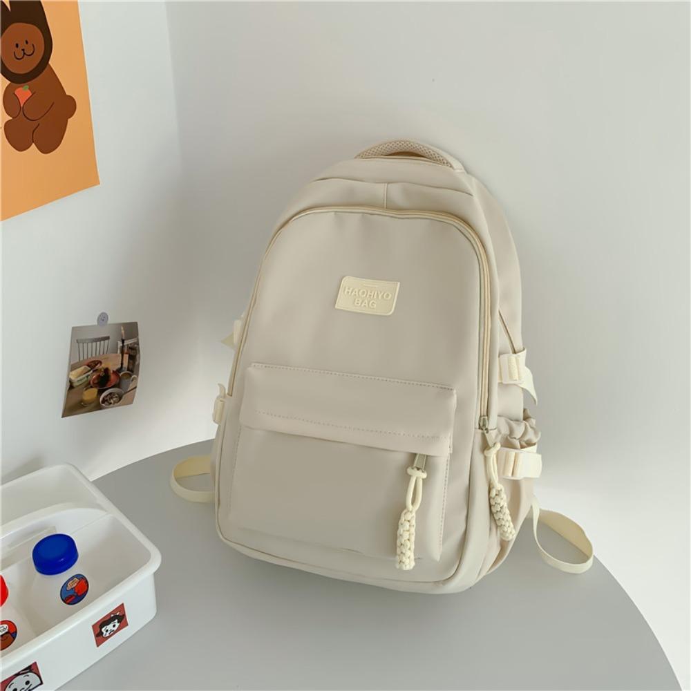 Zaino Portatile Colore Fresco Solido Grande Capacità Nylon Zaino Scolastico per Studenti Stile Coreano Borsa portaoggetti Borsa a Spalla Adolescente