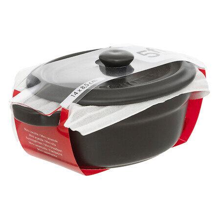 Ceramic Casserole 8.5X11Cm Black With Lid