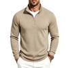 Men's Casual Long Sleeve Zip Up Stand Collar Plaid Shirt
