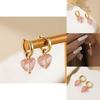 Modern Pink Heart Crystal Earrings For Women Trendy Copper Electroplated