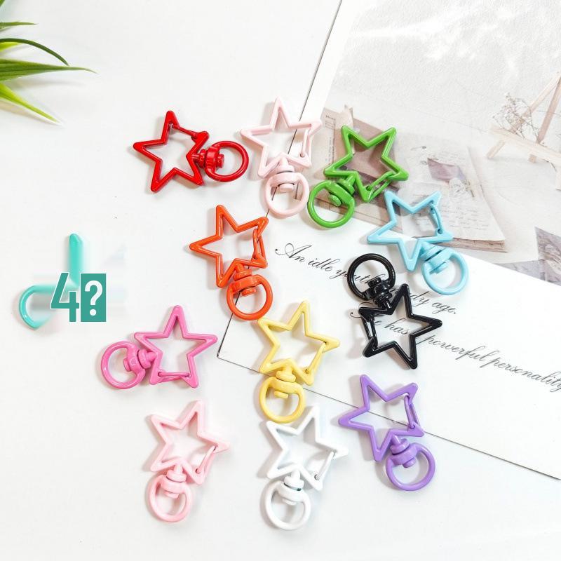 Colorful Zinc Alloy Star Keychain with Candy Color Spring Buckle Pendant - DIY Jewelry Accessory