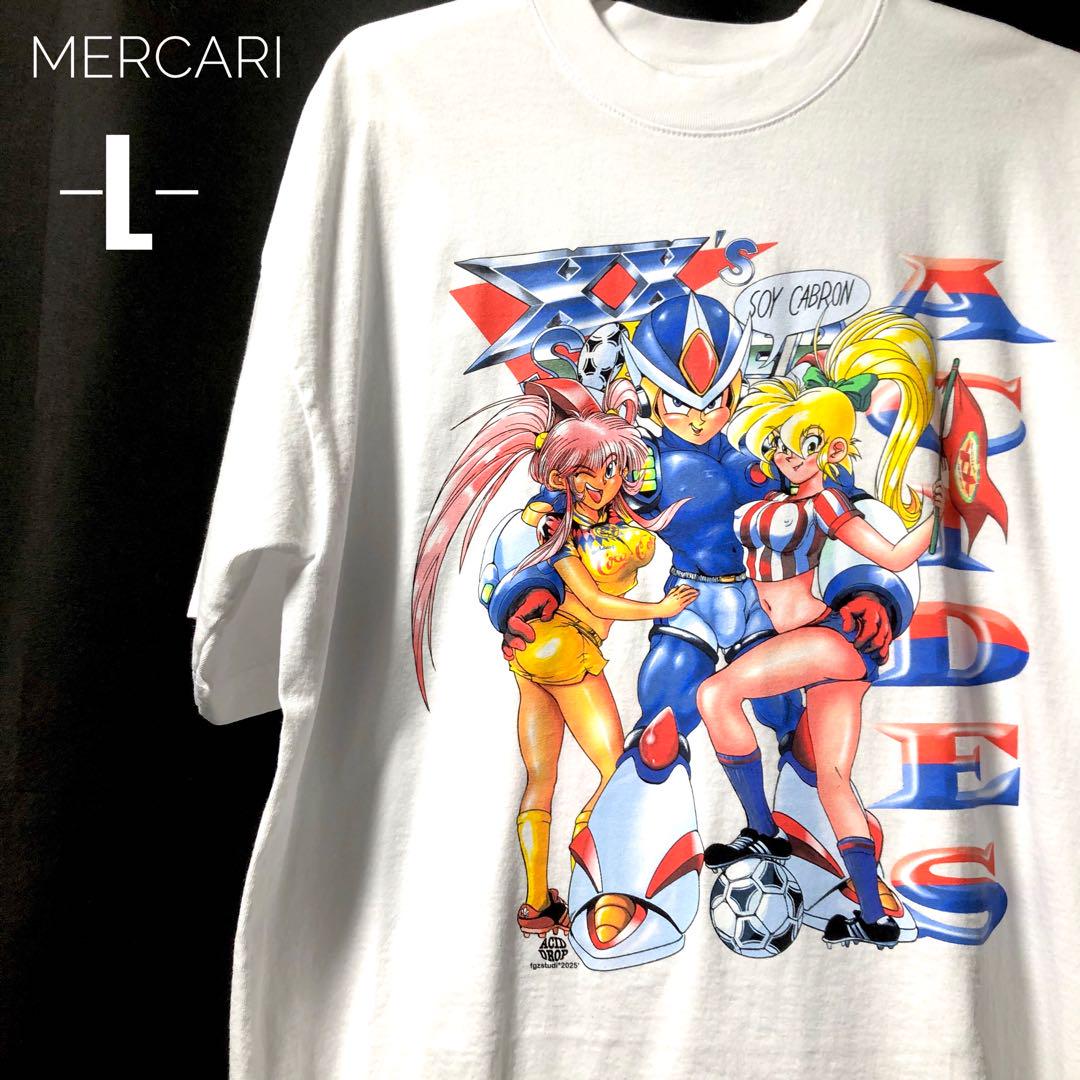

[USED] Made in USA T-shirts, Mega Man, games, soccer, Capcom, vintage, Heisei, anime