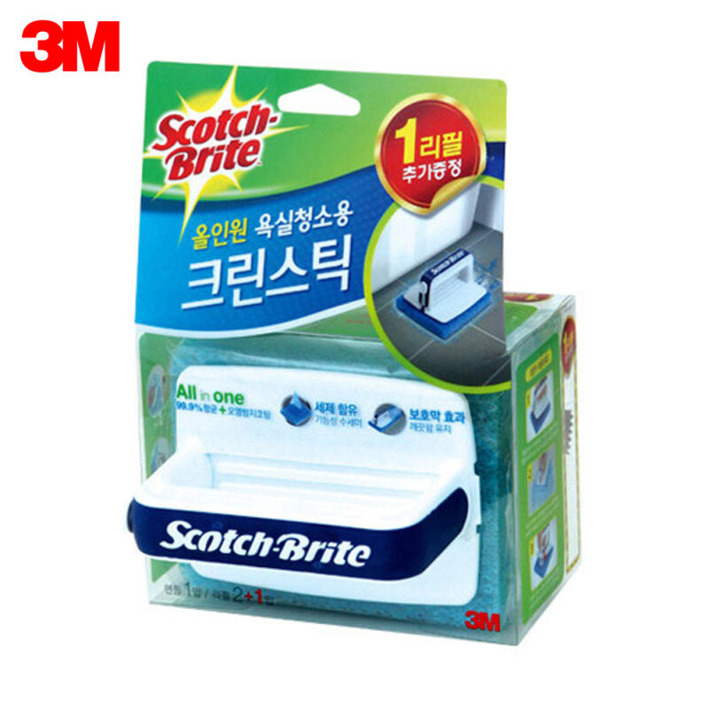 3M All-in-One Bathroom Cleaning Stick 83347, 1 Handle, 3 Refills