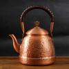 Handmade Retro Hammered Copper Teapot, Uncoated Hand Hammered Purple Copper Teapot, Red Copper Handle Teapot, Boiling Kettle