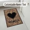 Leopard Floral Theme Soft Crystal Velvet Rug Custom Name & Text Print Non Slip Floor Rug for Bedroom Living Room