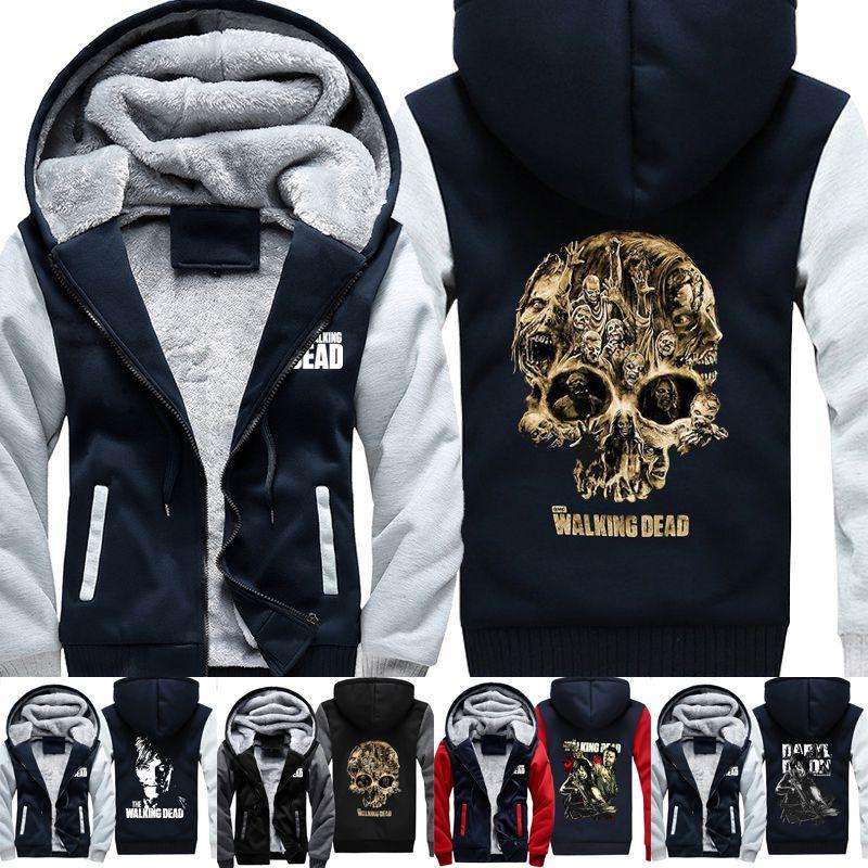 Cozy And Warm The Walking Dead Print Sweatshirts For Men With Ribbed Cuffs