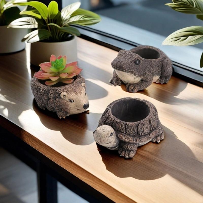 Artificial Animal Themed Flower Pots Cement Decorative for Garden Outdoor Succulents Flower Pots Cactus Container