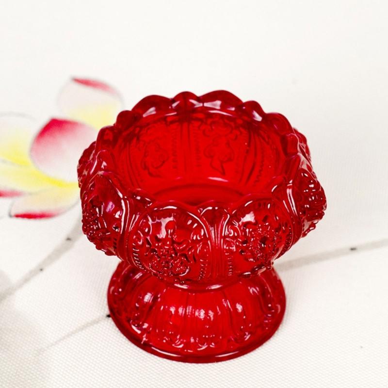 Elegant Glass Lamp Stand With Traditional Eight Favorable Pattern For Worship And Home Display