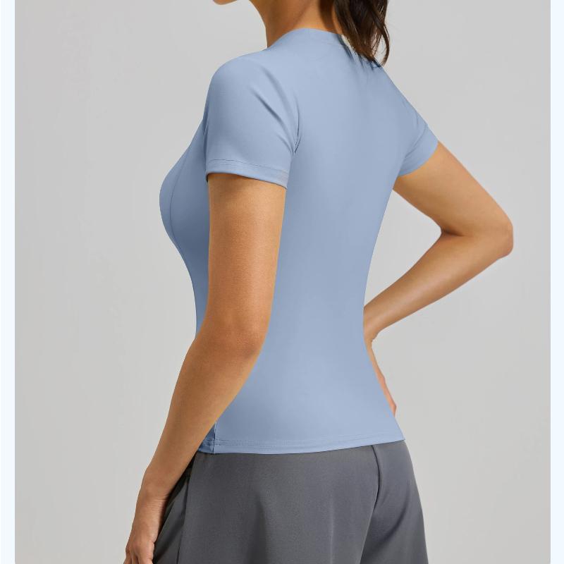 New Summer Women's Sports Tights Yoga Wear Short sleeved Tops Female Running Fitness T-shirts