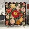 Elegant Peony Floral Shower Curtain -Waterproof,Mildew-Resistant With Vibrant Flowers For A Classic And Luxurious Bathroom Decor