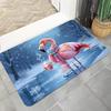 Winter Snow Peacock Print Doormat Non Slip Soft Floor Rug Elegant Snowflake Peacock Art Entrance Carpet For Entryway Living Room