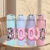 1PC Boo Halloween Letter 750ml Color Plastic Sports Water Bottle Leakproof Flip Straw Lid Suitable for Sports Office Home Use