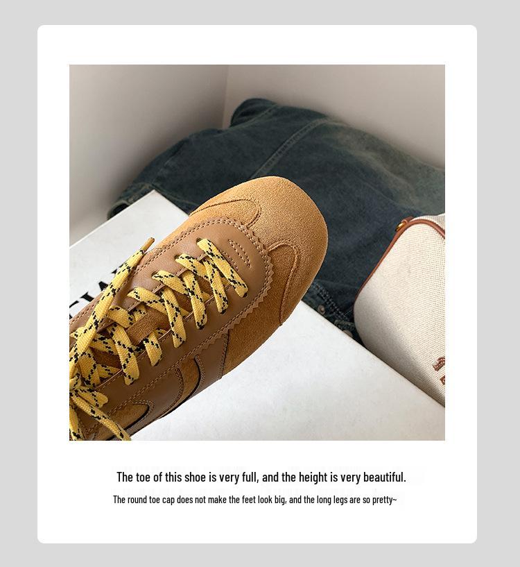 Retro německé tréninkové boty inspirované Su Yinyin: 2025 Prodyšné dámské kožené sportovní tenisky