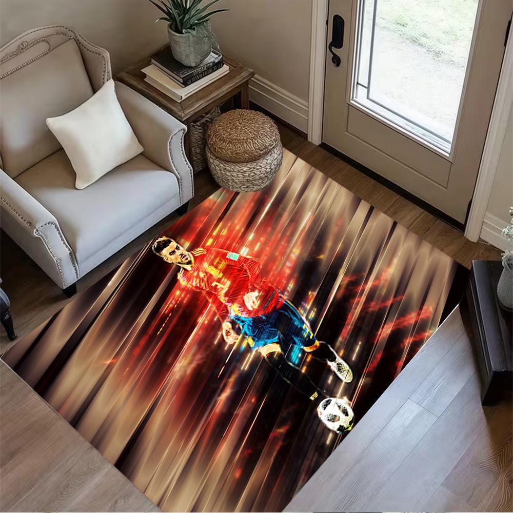 Football Player Action Area Rug Design for Study room Entryway Dining Room Balcony Antislip Carpet Decorate Offices Best for Christmas