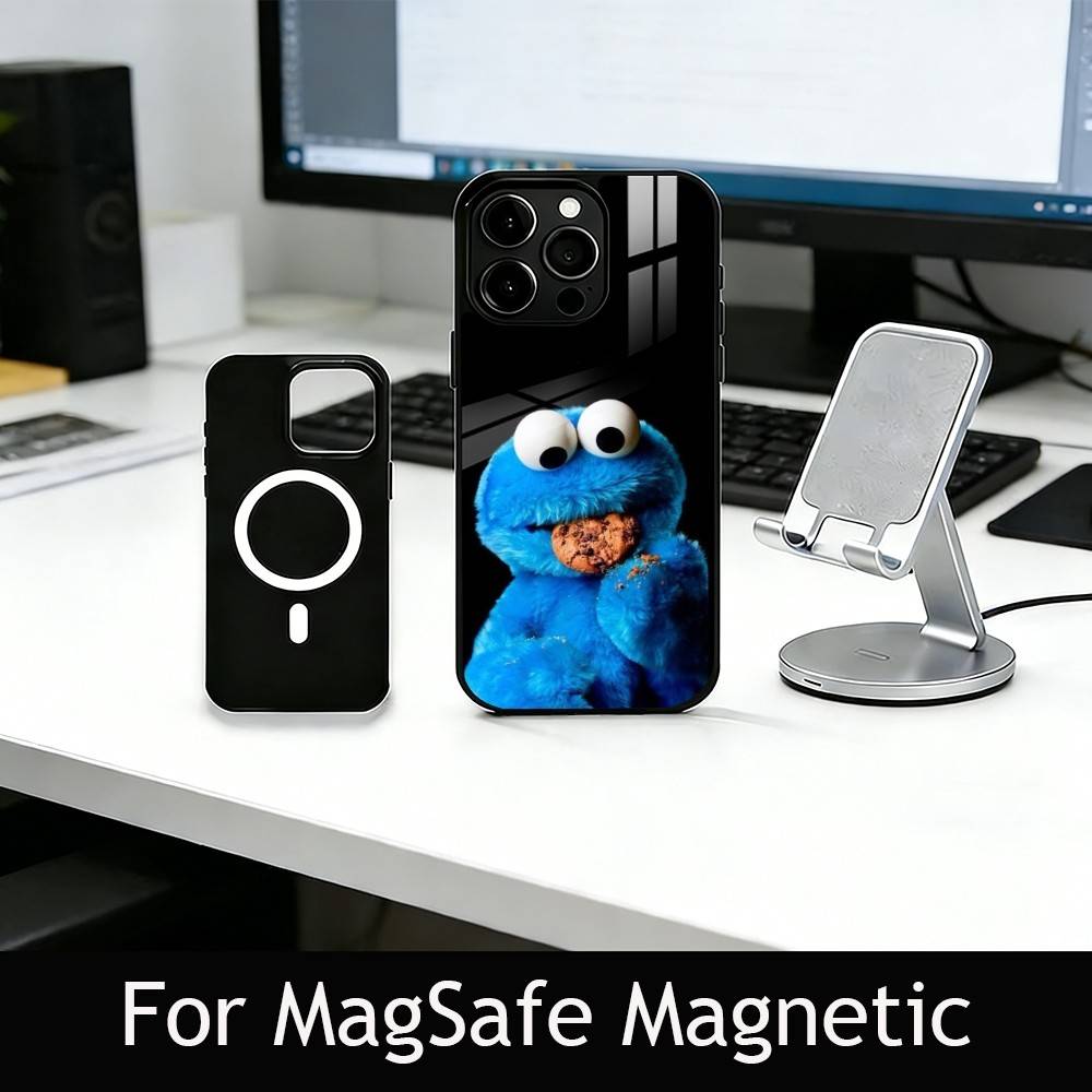 Cut Cartoon C-Cookies Monster Phone Case For iPhone17,16,15,14,13,12,11 Plus,Pro Magnetic with Magsafe Wireless Charging