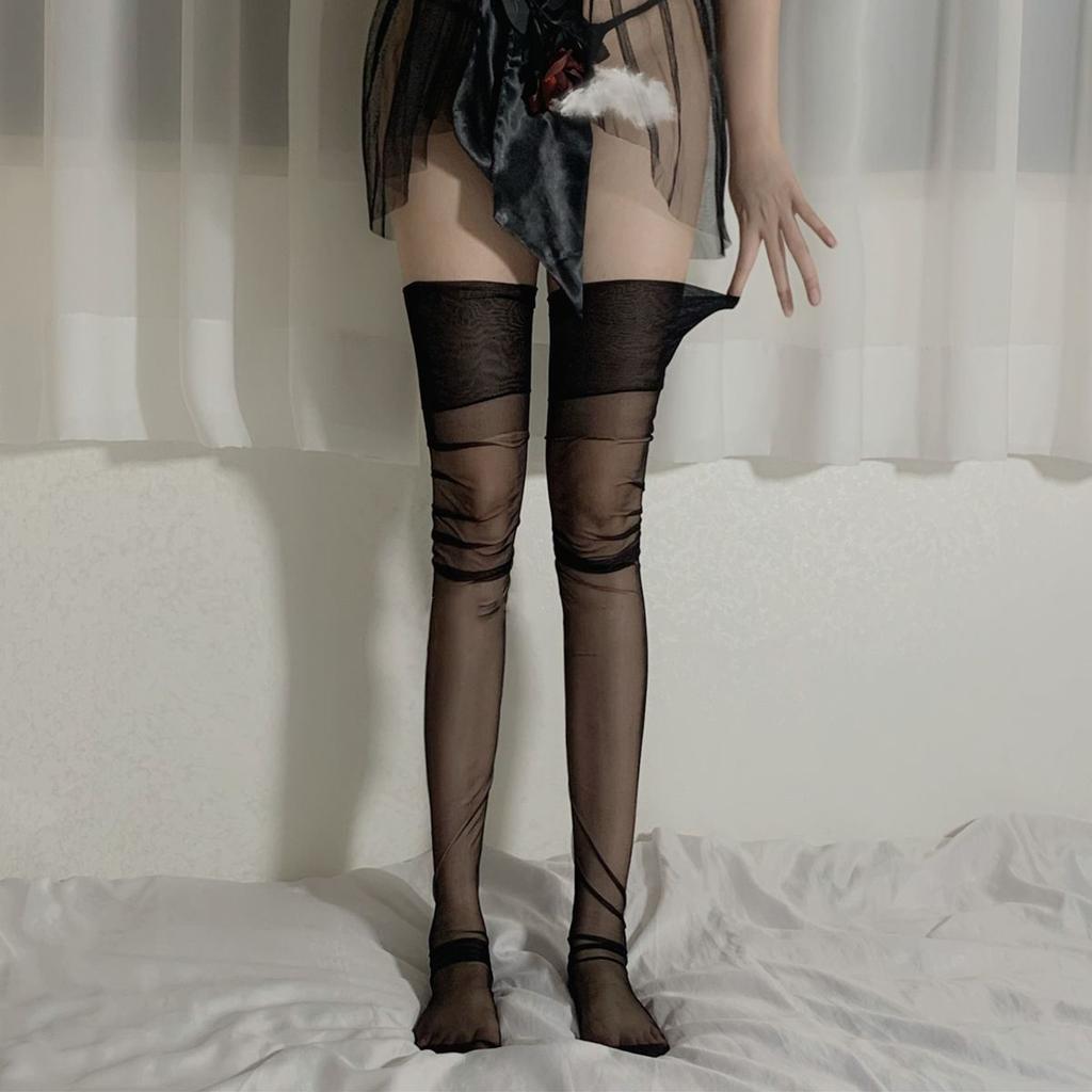 Retro Sexy Stockings Ultra-Thin Sexy Lingerie Thigh High Stockings Non-Elastic Nylon Medias Mujer Night Club Party Stockings