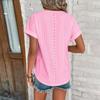 Women's Fashion Solid Color Round Neck Loose Short Sleeved Pullover T-shirt Top