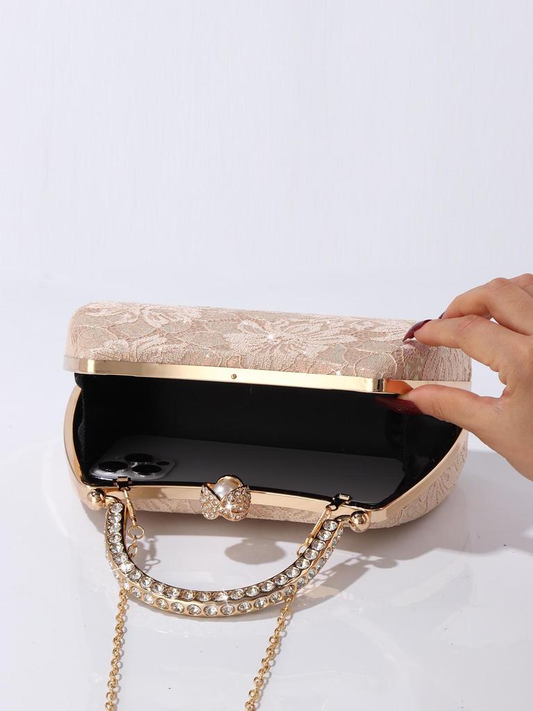 Damen Umhänge-Clutch: Bestickte Spitzen-Abendtasche im Nationalstil