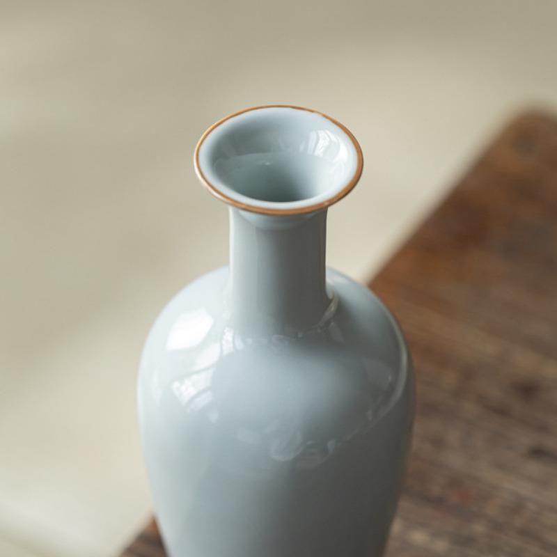 Handmade Azure Ru Kiln Porcelain Vase Creative Terrarium Hydroponics Plant Pot Basket Household Flowerpot Tea Items Decoration