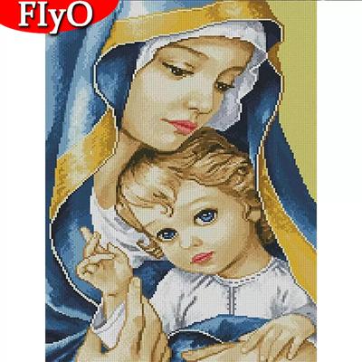 Full Drill Diamond Painting Religious Madonna Baby Rhinestone Kit Diamond Embroidery Religious Handicraft Decor For Home
