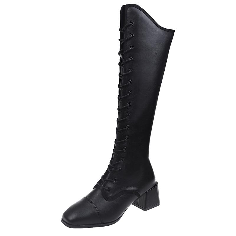 

Мода INS Модные женские черные высокие каблуки-сапоги Новые зимние теплые сапоги до колена из мягкой кожи узкие ботильоны Обувь 39