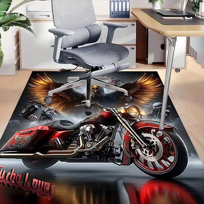 1PC Motorcycle Eagle Non-Slip Floor Carpet Compatible for Office&Living Room&Dining room - Flat-Weave Machine- Soft & Pattern-E254