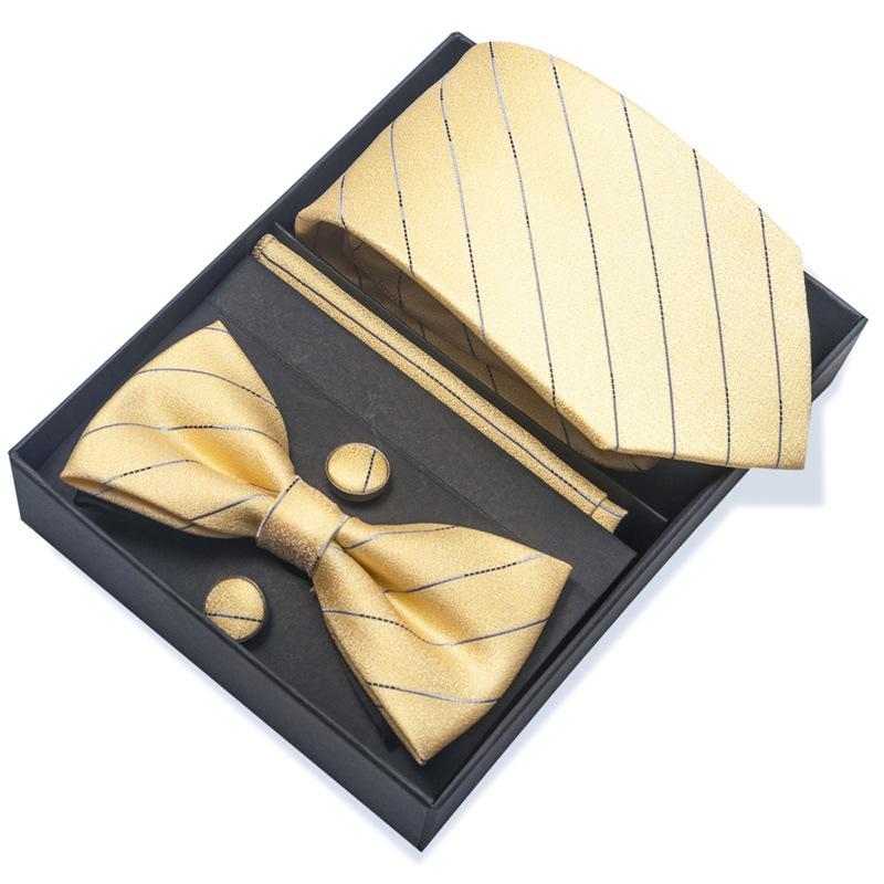Set de 6 piezas, Corbata de Vestir de Negocios 8 cm Corbata para Hombre Set de Pajarita Caja de Regalo.
