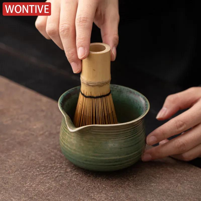 4pcs Ru kilns Song Dynasty Matcha Set Beater Matcha Bowl Whisk Holder for Tea Lovers Tea-Making Tools Handmade Ceremony Set