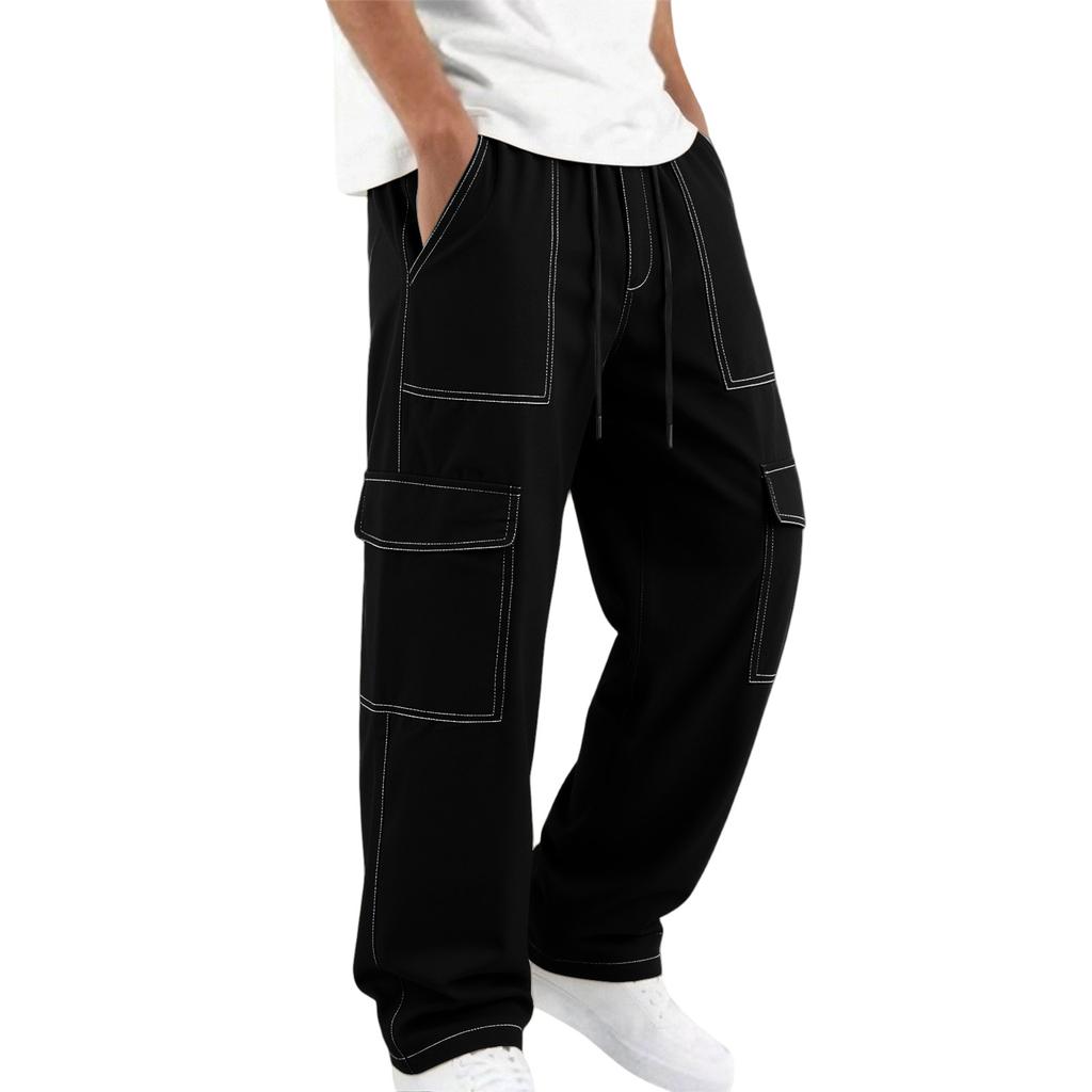 Men's Cargo Pants with Multiple Pockets - Casual Multi-Pocket Trousers for Everyday Wear