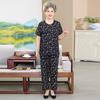 Mom Short-sleeved Summer Cardigan Top Loose In the Elderly Women's Suit Cotton Silk Grandma Suit Rayon Two-piece Set