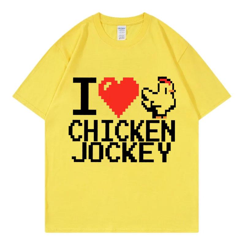 Funny I Love Chicken Jockey Print T Shirt Harajuku Game Cartoon Summer T-shirt Men Women Casual Short Sleeve T-shirts