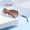 New Fashionable Luxury Women'S Sunglasses Retro Neutral Metal Frame Integrated Simple And Elegant Uv400 Sunscreen Glasses