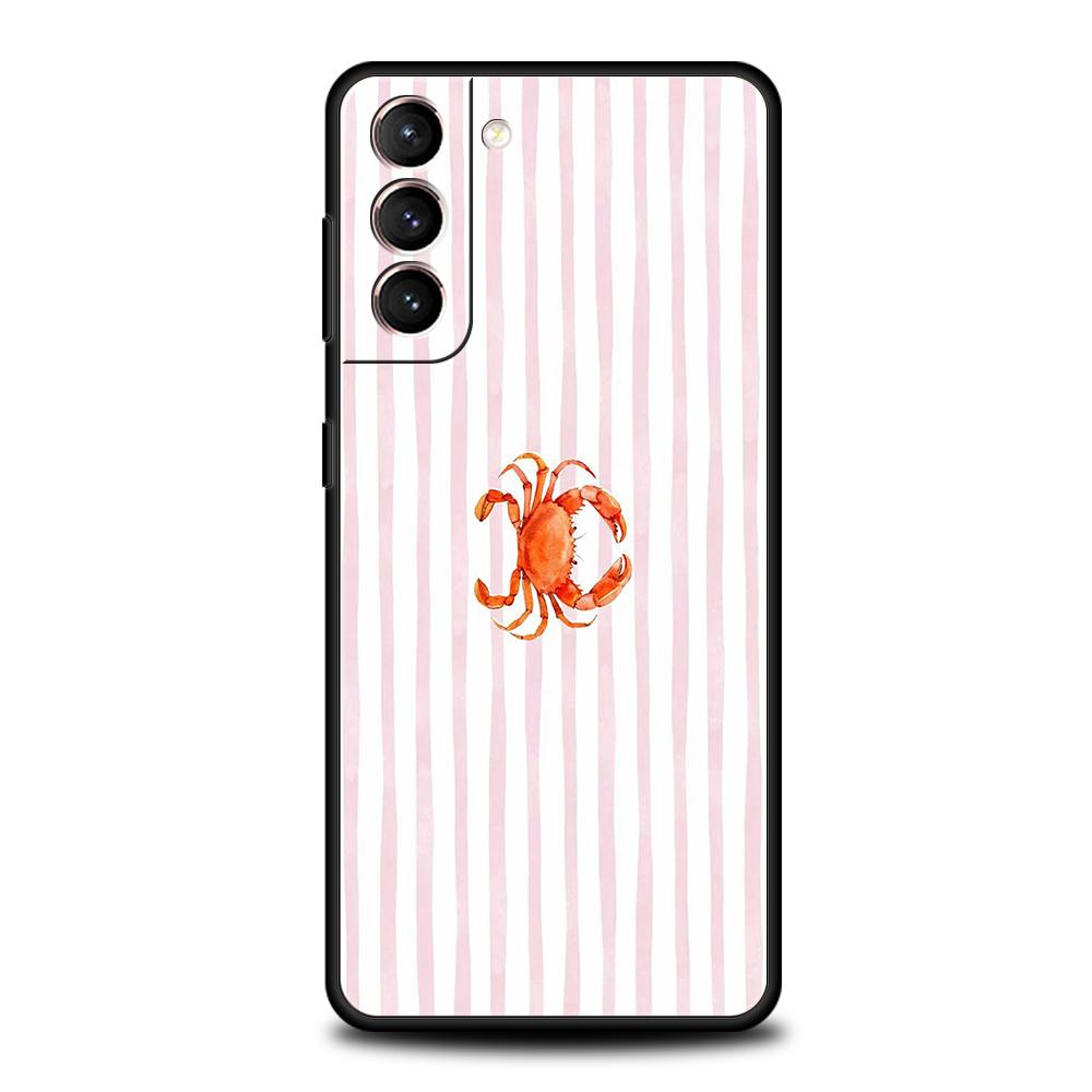 Phone Case Cover for Samsung Galaxy S25 Edge S24 S23 S22 S20 S21 FE Ultra S10 S10E Plus Soft TPU Marine Life, Crabs, Lobsters