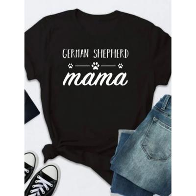 DEUTSCHER SCHÄFERHUND Mama Buchstabenaufdruck T-Shirt Damen Kurzarm O-Ausschnitt Lockeres T-Shirt Damen Sommer Damen T-Shirt Oberteile
