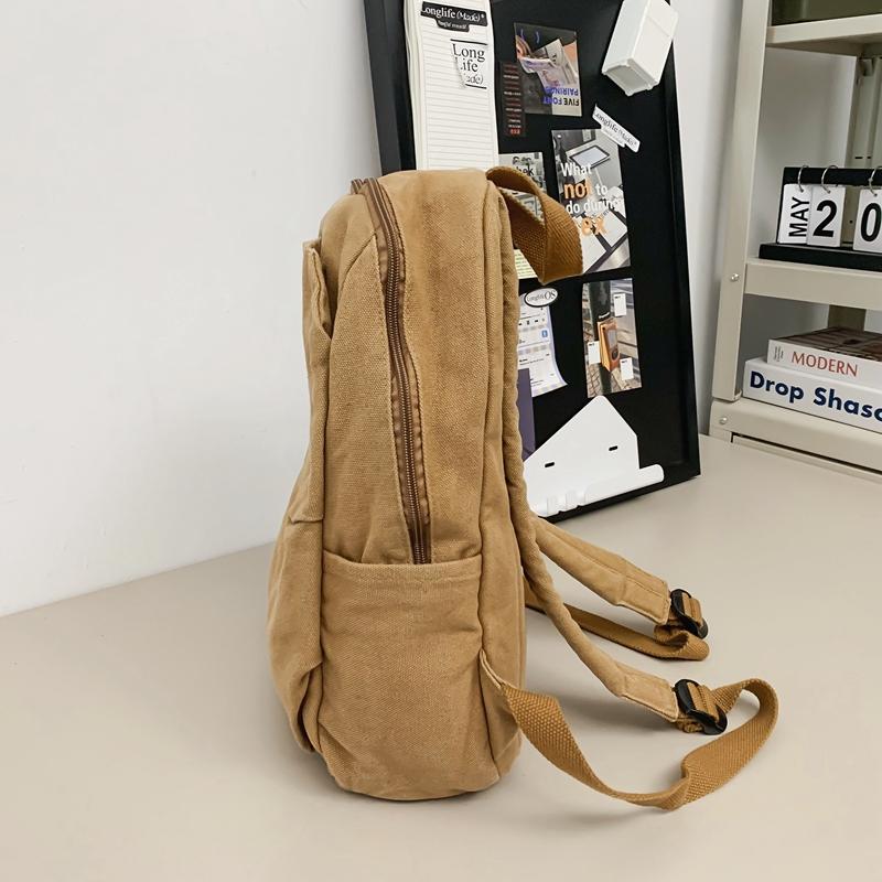 Student Schoolbag Women's Solid Color Travel Bag Men's Canvas Backpack