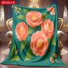 A 2D Coral-colored Camellia Themed Flannel Blanket with Soft High-definition Digital Printing, a Cooling Blanket Suitable for All Seasons! Soft and Br