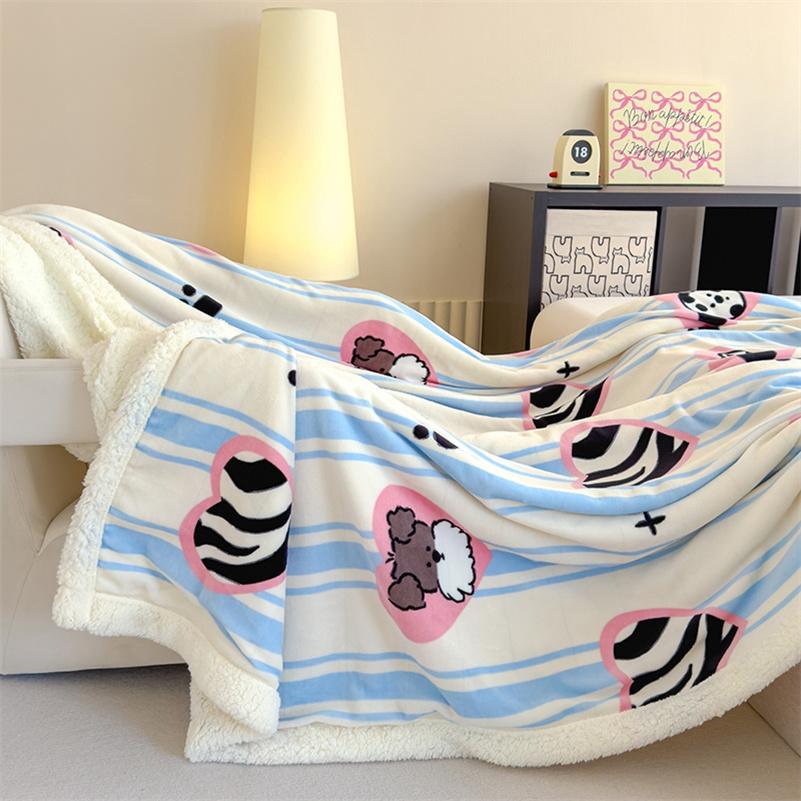 Thicken Warm Cartoon Blanket Comfortable and Skin-friendly Throw Blankets Velvet Bed Cover Cute Bedspreads for Bed Sofa Couch