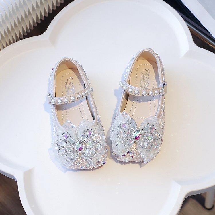 Girls Princess Shoes 2025 New Children's Crystal Shoes Spring and Autumn Leather Shoes Little Girl Shoes Baby Single Shoes with Dress